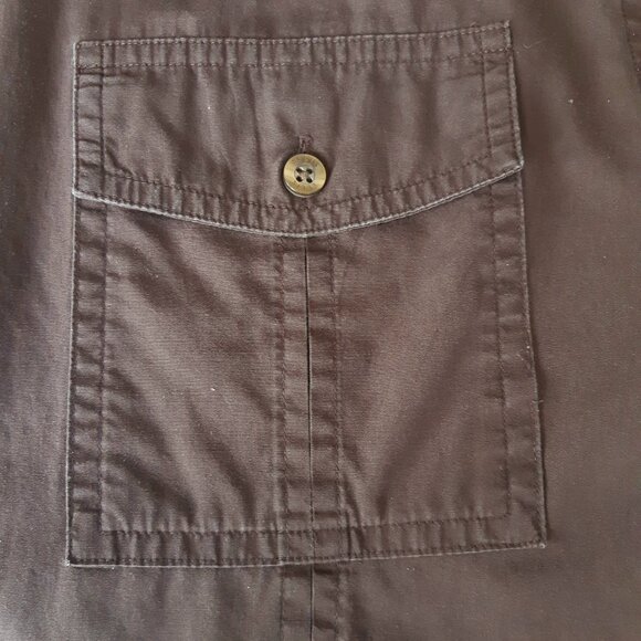 Perry Ellis SZ M Chocolate Brown 100% Cotton Men's LS Cargo Shirt - Picture 7 of 15